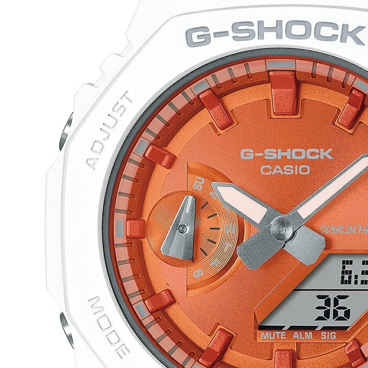 G-SHOCK ミッドサイズ プレシャスハートセレクション 2023 冬の煌めき GMA-S2100WS-7AJF メンズ レディース 腕時計 電池式 アナデジ オクタゴン オレンジ ホワイト 国内正規品 カシオ