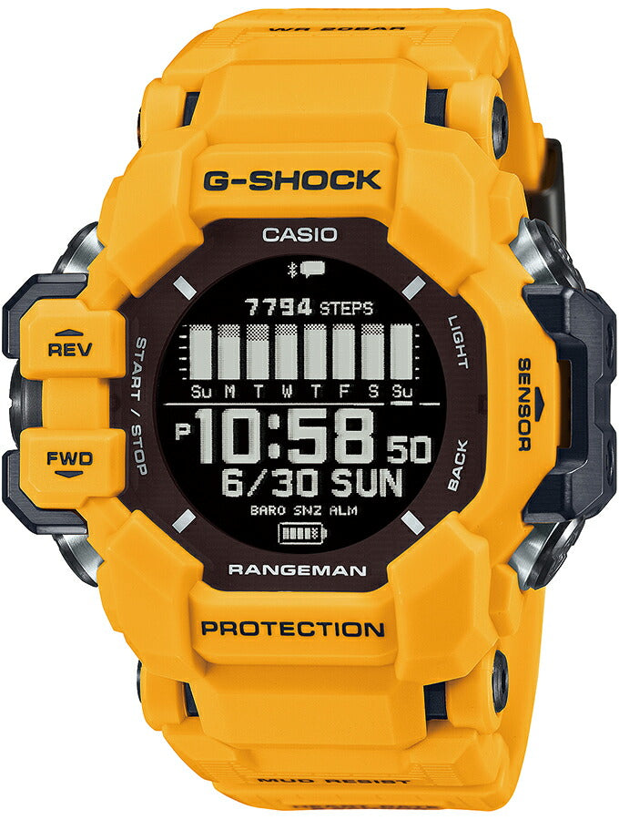 G-SHOCK レンジマン 心拍計 GPS機能 GPR-H1000-9JR メンズ 腕時計 ソーラー Bluetooth デジタル イエロー 反転液晶 国内正規品 カシオ