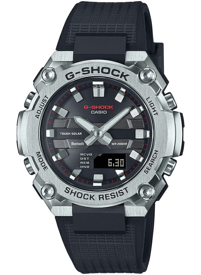 G-SHOCK G-STEEL 小型モデル GST-B600-1AJF メンズ 腕時計 ソーラー Bluetooth アナデジ 樹脂バンド シルバー ブラック 反転液晶 国内正規品 カシオ