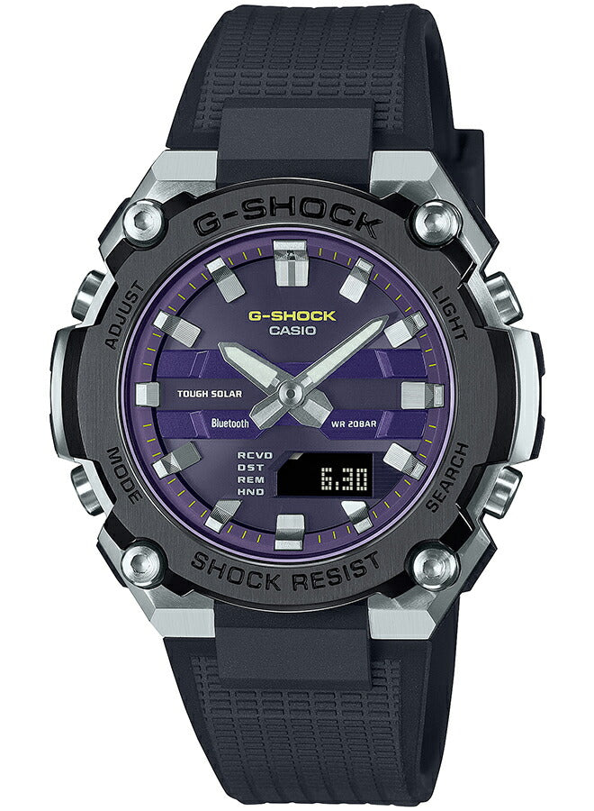 G-SHOCK G-STEEL 小型モデル GST-B600A-1A6JF メンズ 腕時計 ソーラー Bluetooth アナデジ 樹脂バンド パープル ブラック 反転液晶 国内正規品 カシオ