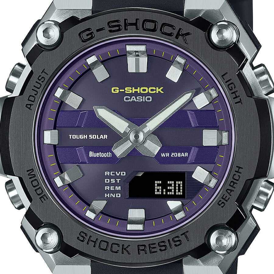 G-SHOCK G-STEEL 小型モデル GST-B600A-1A6JF メンズ 腕時計 ソーラー Bluetooth アナデジ 樹脂バンド パープル ブラック 反転液晶 国内正規品 カシオ