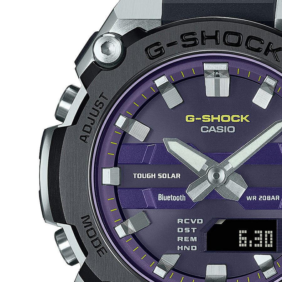 G-SHOCK G-STEEL 小型モデル GST-B600A-1A6JF メンズ ソーラー Bluetooth アナデジ 樹脂バンド パープル  ブラック 反転液晶