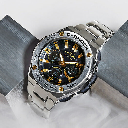 G-SHOCK ジーショック G-STEEL Gスチール GST-W110D-1A9JF メンズ 腕時計 電波ソーラー アナデジ シルバー メタル レイヤーガード 国内正規品 カシオ