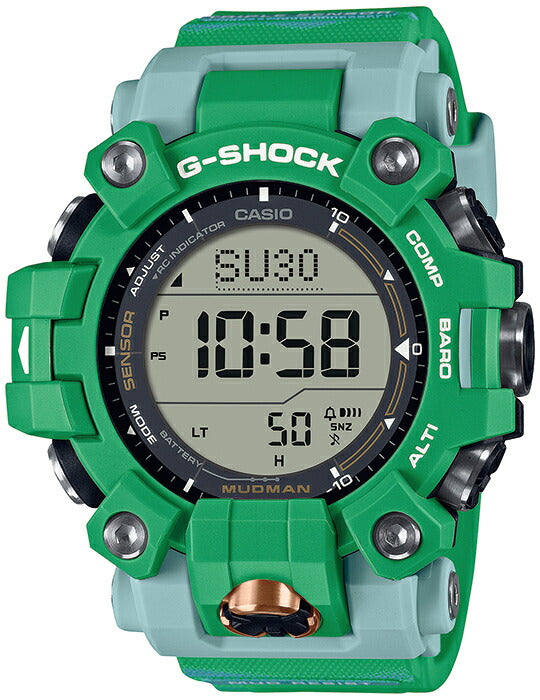 G-SHOCK マッドマン EARTHWATCH コラボレーションモデル ヒロオビフィジーイグアナ GW-9500KJ-3JR メンズ 腕時計 電波ソーラー デジタル 樹脂バンド グリーン 国内正規品 カシオ