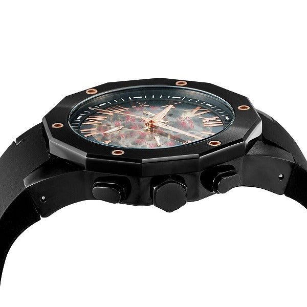 ゾンネハオリ H026シリーズ H026BKPG-BK メンズ 腕時計 メカニカル 自動巻き ラバーベルト ブラック スケルトン