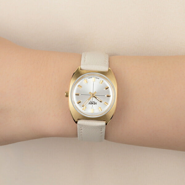 HENRY LONDON ヘンリーロンドン APPLE LEATHER Collection アップルレザーコレクション HL28-M-0452-AL レディース 腕時計 クオーツ 電池式 サンドべージュ 革ベルト ゴールド 替えベルト付き