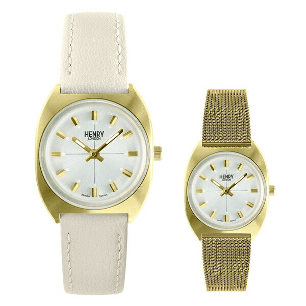 HENRY LONDON ヘンリーロンドン APPLE LEATHER Collection アップルレザーコレクション HL28-M-0452-AL レディース 腕時計 クオーツ 電池式 サンドべージュ 革ベルト ゴールド 替えベルト付き