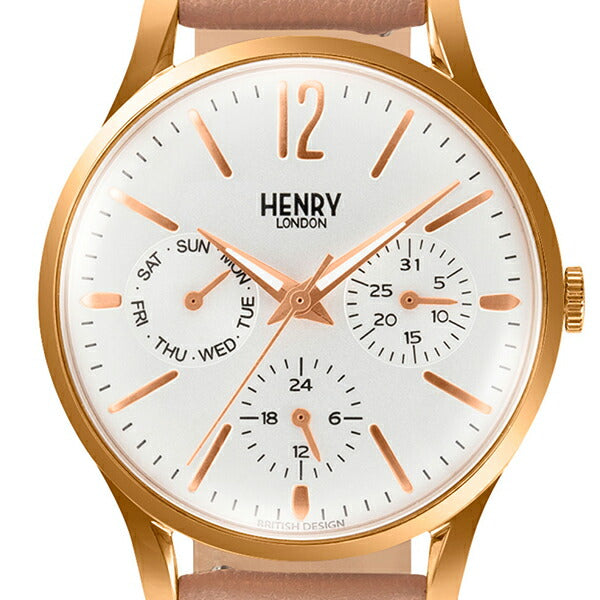 HENRY LONDON ヘンリーロンドン APPLE LEATHER Collection アップルレザーコレクション HL34-MS-0444-AL レディース 腕時計 クオーツ 電池式 ピンクべージュ 革ベルト ホワイト 替えベルト付き