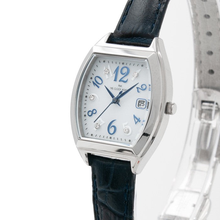 ザ・クロックハウス ビジネスカジュアル LBC1005-WH3B レディース 腕時計 ソーラー トノー 革ベルト ネイビー ホワイト