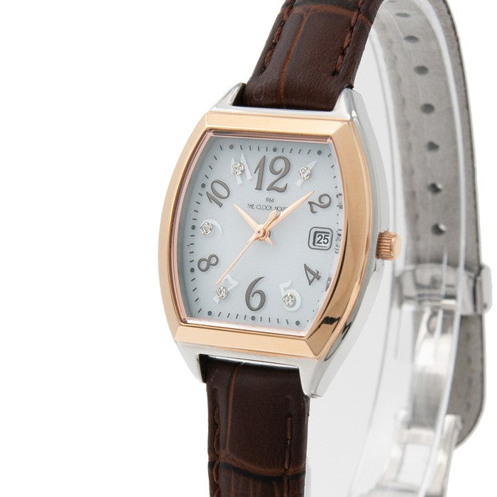 ザ・クロックハウス ビジネスカジュアル LBC1005-WH5B レディース 腕時計 ソーラー トノー 革ベルト ブラウン ホワイト
