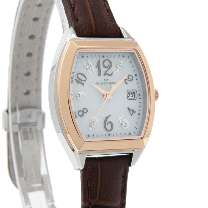 ザ・クロックハウス ビジネスカジュアル LBC1005-WH5B レディース 腕時計 ソーラー トノー 革ベルト ブラウン ホワイト