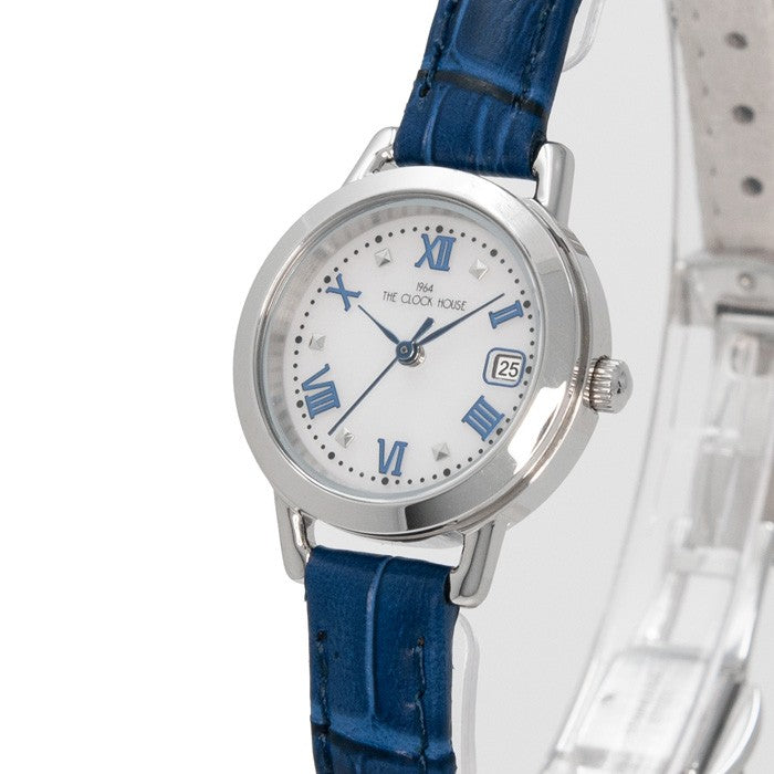 ザ・クロックハウス ビジネスカジュアル LBC1006-WH3B レディース 腕時計 ソーラー 革ベルト カレンダー ネイビー ホワイト