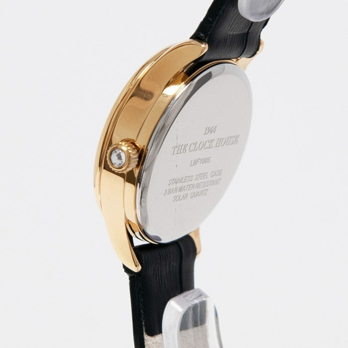 ザ・クロックハウス ビジネスフォーマル LBF1005-WH2B レディース 腕時計 ソーラー 革ベルト ブラック ホワイト