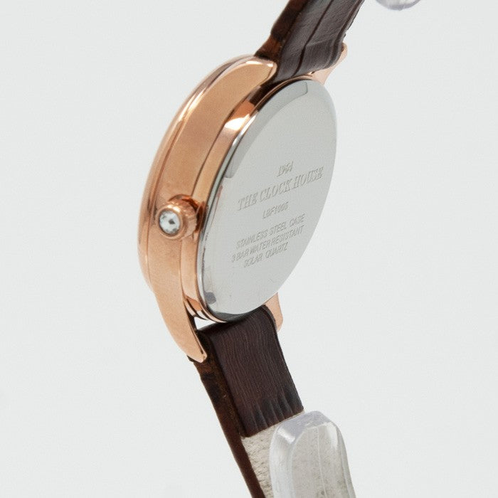 ザ・クロックハウス ビジネスフォーマル LBF1005-WH3B レディース 腕時計 ソーラー 革ベルト ブラウン ホワイト