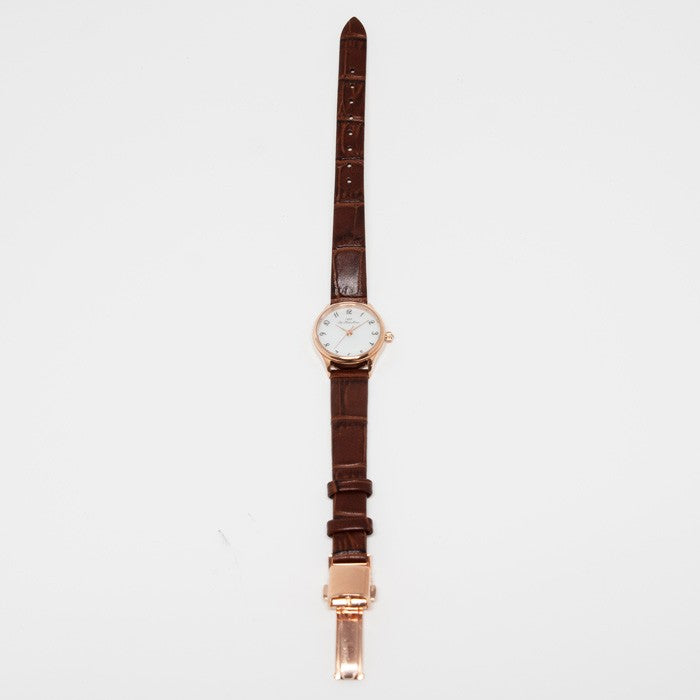 ザ・クロックハウス ビジネスフォーマル LBF1005-WH3B レディース 腕時計 ソーラー 革ベルト ブラウン ホワイト