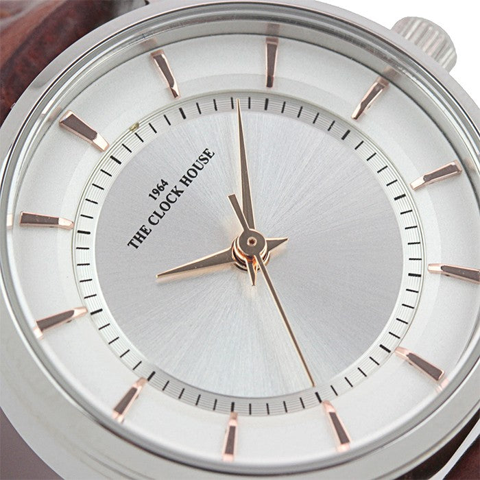 ザ・クロックハウス LBF5001-WH1B ビジネスフォーマル レディース 腕時計 クオーツ 茶レザー シルバー リーズナブル THE CLOCK HOUSE