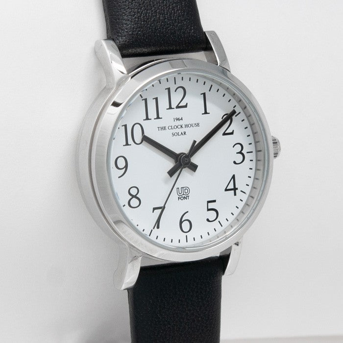 ザ・クロックハウス ユーディー LUD1001-WH1B ユニバーサルデザイン レディース 腕時計 ソーラー 黒レザー ホワイト THE CLOCK HOUSE UD