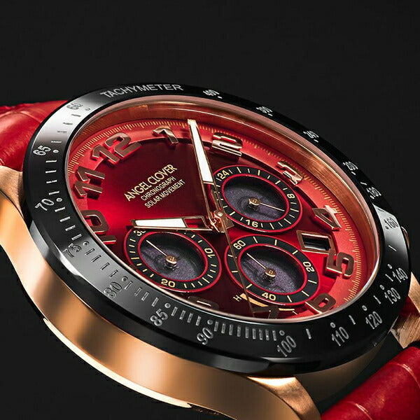 エンジェルクローバー LUCE SOLAR ルーチェ ソーラー LUS44PRE-RE メンズ 腕時計 革ベルト セラミックベゼル レッド 雑誌掲載