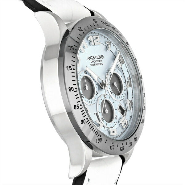 エンジェルクローバー LUCE SOLAR ルーチェ ソーラー LUS44SBU-WH メンズ 腕時計 ブルーダイヤル ホワイト 革ベルト セラミックベゼル
