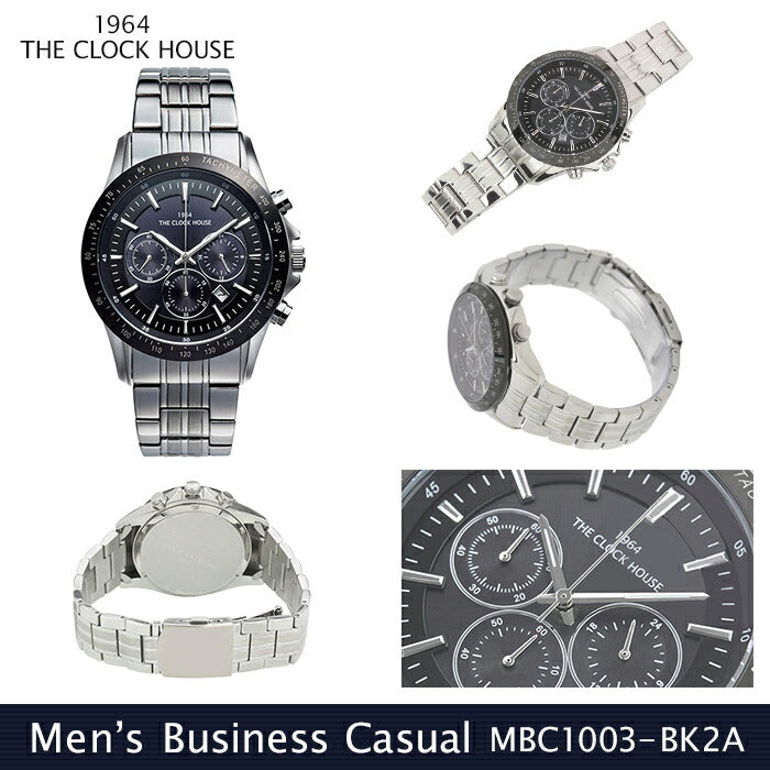 ザ・クロックハウス ビジネスカジュアル MBC1003-BK2A メンズ 腕時計 ソーラー クロノグラフ メタルベルト ブラック