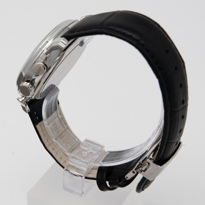 ザ・クロックハウス MBF1005-WH1B ビジネスフォーマル メンズ 腕時計 ソーラー 黒レザー ホワイト カレンダー クロノグラフ 雑誌掲載 THE CLOCK HOUSE