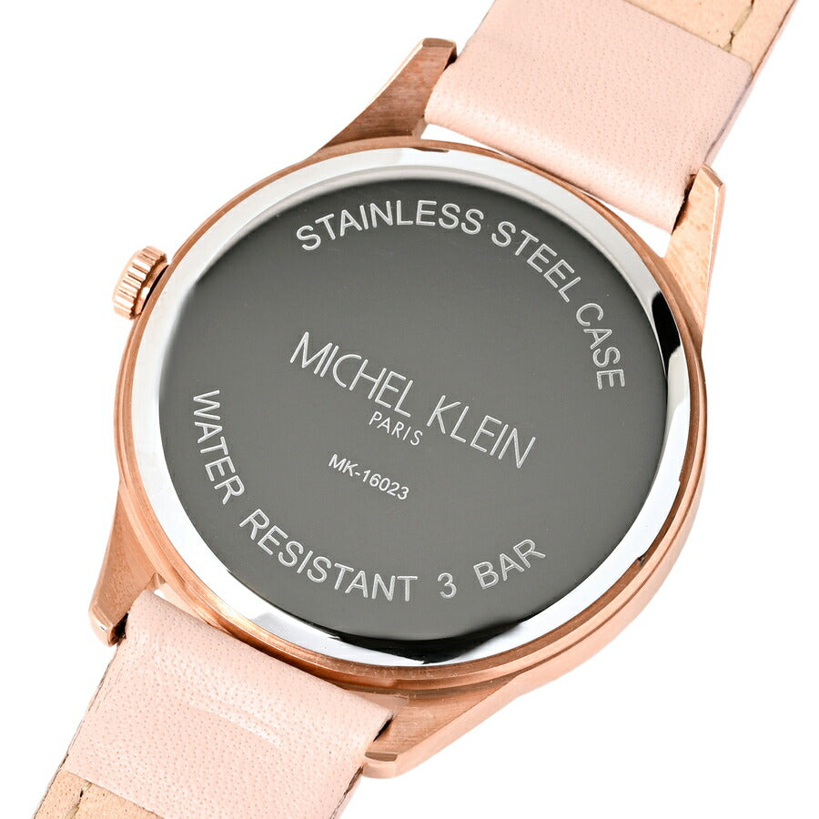 ミッシェルクラン サン&ムーン MK16023-WH2 レディース 腕時計 クオーツ 電池式 シルバーホワイトダイヤル ピンク 革ベルト LB2024