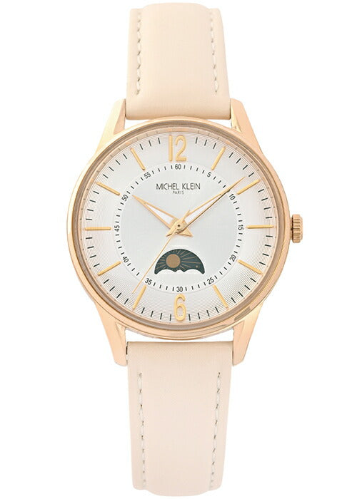 ミッシェルクラン サン&ムーン MK16023-WH3 レディース 腕時計 クオーツ 電池式 シルバーホワイトダイヤル 革ベルト LB2024
