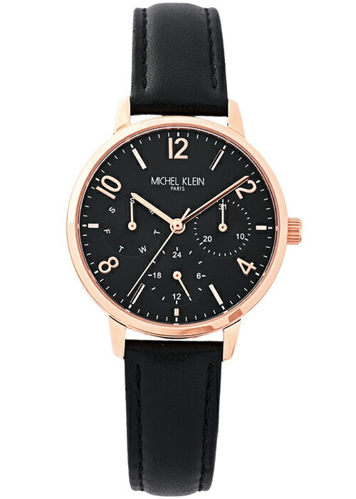 ミッシェルクラン マルチファンクション MK16024-BK1 レディース 腕時計 クオーツ 電池式 革ベルト ブラック LB2024