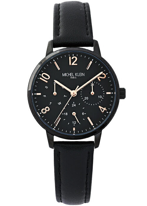 ミッシェルクラン マルチファンクション MK16024-BK2 レディース 腕時計 クオーツ 電池式 革ベルト ブラック LB2024