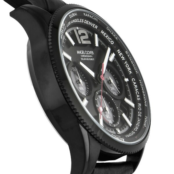 エンジェルクローバー MONDO SOLAR モンド ソーラー MOS42BBK-BK メンズ 腕時計 革ベルト クロノグラフ ブラック