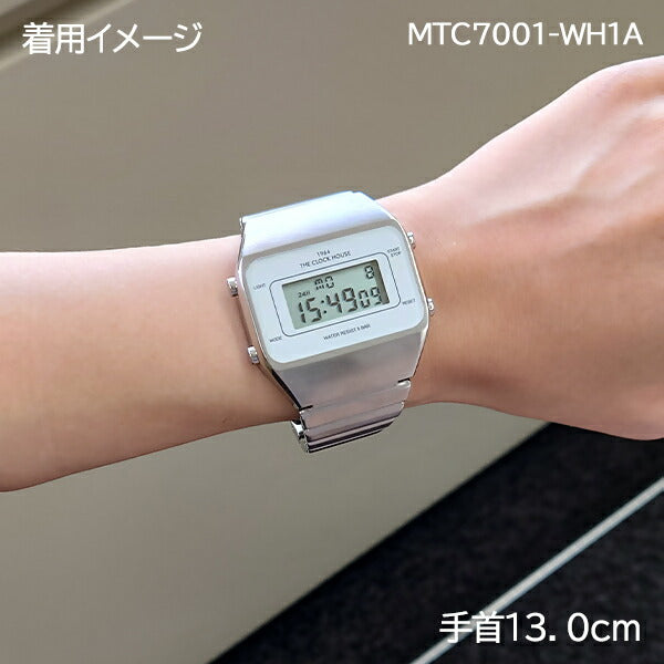 ザ・クロックハウス タウンカジュアル メタル デジタル ユニセックス 腕時計 オクタゴン ホワイト シルバー レトロモダン 防水 MTC7001-WH1A