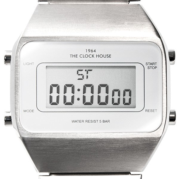 ザ・クロックハウス タウンカジュアル メタル デジタル ユニセックス 腕時計 オクタゴン ホワイト シルバー レトロモダン 防水 MTC7001-WH1A