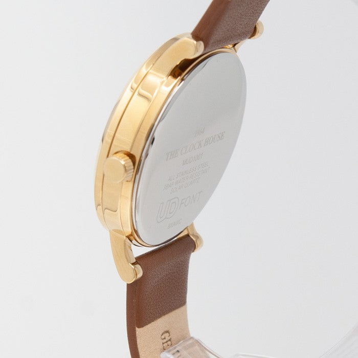 ザ・クロックハウス UD ユーディー MUD1001-WH2B メンズ 腕時計 ソーラー 革ベルト ブラウン ホワイト ユニバーサルデザイン