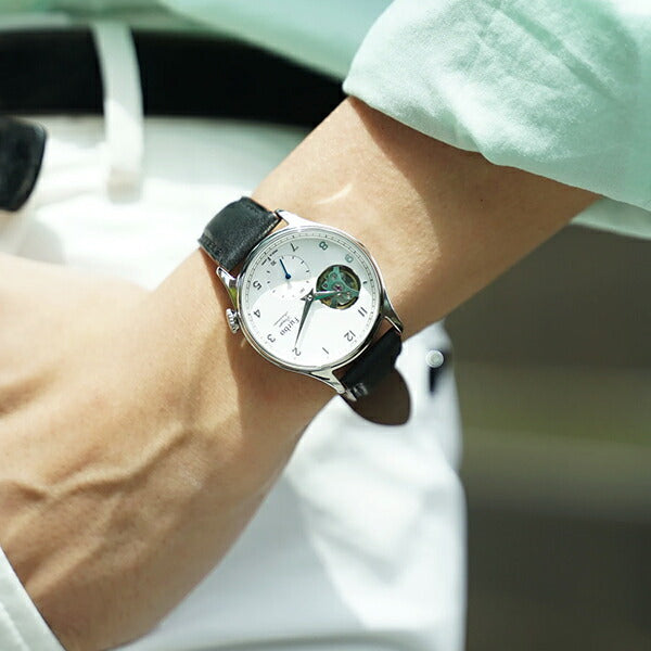 Furbo Design フルボデザイン Shave Off シェイブオフ NF03W-BK メンズ ボーイズ 腕時計 メカニカル 自動巻き オープンハート ホワイトダイヤル ブラック革ベルト