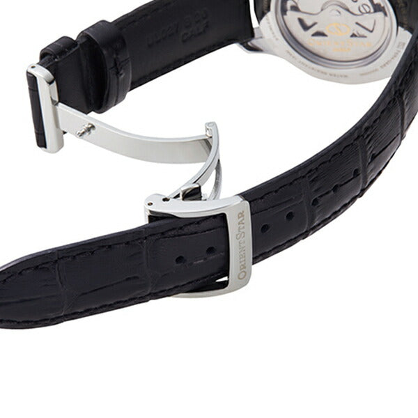 オリエントスター セミスケルトン RK-AT0007N メンズ 腕時計 機械式 自動巻き レザー ブラック オープンハート