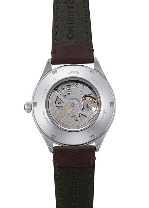 オリエントスター クラシックコレクション クラシック セミスケルトン ペアモデル RK-AT0202E メンズ 腕時計 機械式 自動巻き レザーバンド オープンハート グリーン ブラウン