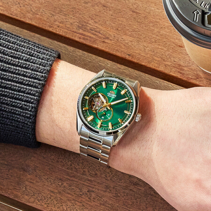 オリエント コンテンポラリー セミスケルトン RN-AR0008E メンズ 腕時計 機械式 自動巻き グリーンダイヤル メタルバンド