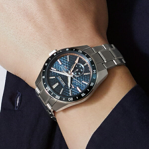セイコー プレザージュ シャープエッジドシリーズ GMT SARF001 メンズ 腕時計 メカニカル 麻の葉文様ダイヤル ブルー【コアショップ専売】