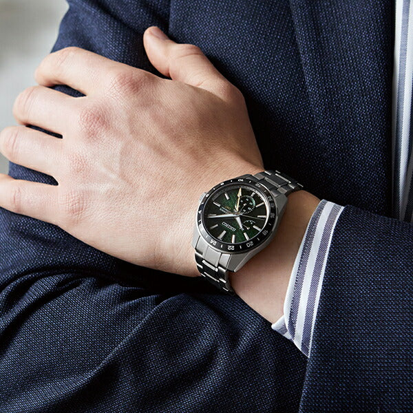セイコー プレザージュ シャープエッジドシリーズ GMT SARF003 メンズ 腕時計 メカニカル 麻の葉文様ダイヤル グリーン【コアショップ専売】
