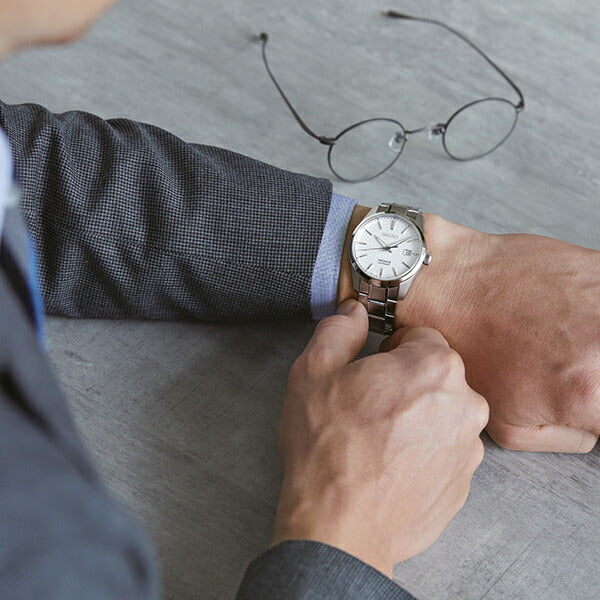 セイコー プレザージュ シャープエッジドシリーズ SARX075 メンズ 腕時計 メカニカル 自動巻き 麻の葉文様ダイヤル メタルバンド ホワイト 白練 しろねり【コアショップ専売】