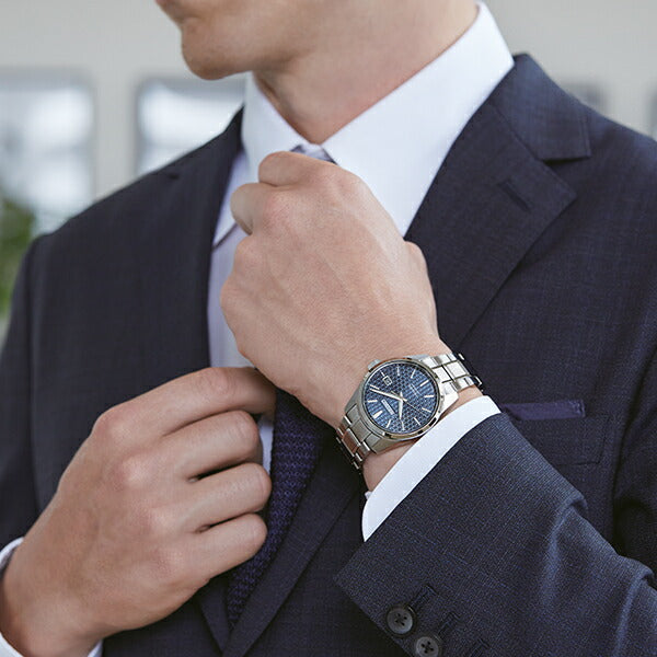 セイコー プレザージュ シャープエッジドシリーズ SARX077 メンズ 腕時計 メカニカル 自動巻き 麻の葉文様ダイヤル メタルバンド ブルー 藍鉄 あいてつ【コアショップ専売】