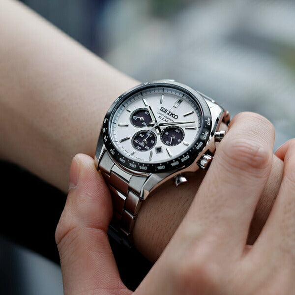 SEIKOセイコーソーラー腕時計　男性用金属ベルトブラック