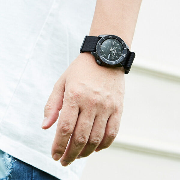 セイコー 5スポーツ ストリート SBSA025 メンズ 腕時計 メカニカル 自動巻き ナイロン ブラック 日本製