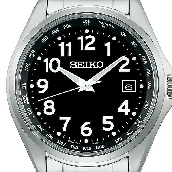 セイコー セレクション SBTM329 メンズ 腕時計 ソーラー電波 ワールドタイム アラビア数字 ブラック