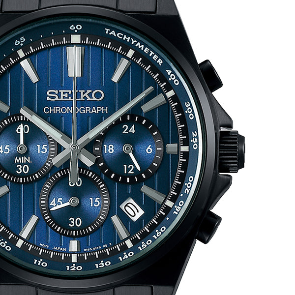 セイコー セレクション Sシリーズ 8Tクロノ SBTR035 メンズ 腕時計 クオーツ クロノグラフ 電池式 ブルーダイヤル ブラック