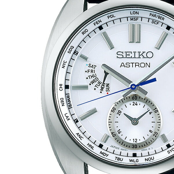 セイコー アストロン ワールドタイム クラシックエレガンス SBXY021 メンズ 腕時計 ソーラー電波 デュアルタイム チタン 革バンド 日本製