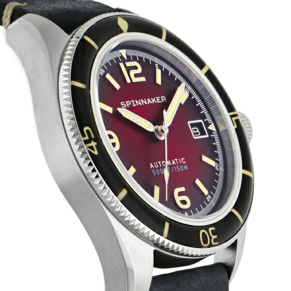 SPINNAKER スピニカー FLEUSS フルース SP-5055-07 メンズ 腕時計 メカニカル 自動巻き レッドダイヤル ブラック 革ベルト