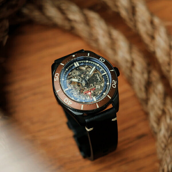 SPINNAKER スピニカー CROFT  クロフト 限定モデル SP-5095-02 メンズ 腕時計 メカニカル 自動巻 スケルトンダイヤル ブラック革ベルト