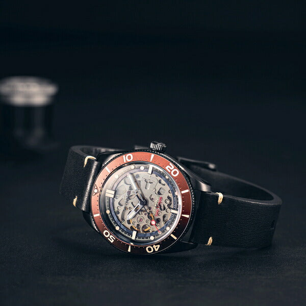 SPINNAKER スピニカー CROFT  クロフト 限定モデル SP-5095-02 メンズ 腕時計 メカニカル 自動巻 スケルトンダイヤル ブラック革ベルト