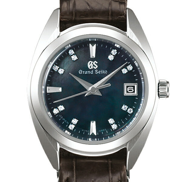 グランドセイコー クオーツ レディース 腕時計 STGF289 ブラック 白蝶貝 ダイヤモンド 革ベルト